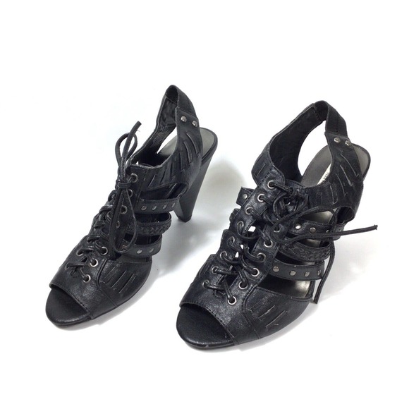 Simply Vera Vera Wang Bl Lace Up Studded Sling Back Shoe 7.5/Women/Mid Heel - Picture 1 of 11